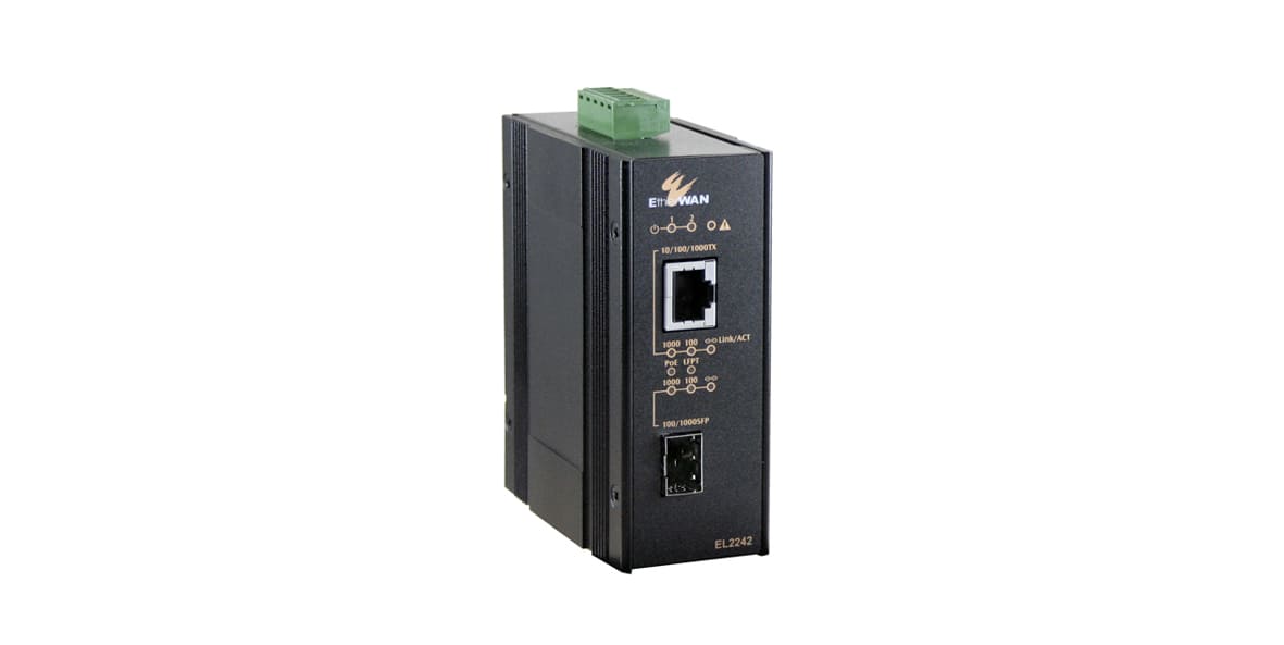 Hardened PoE 10/100/1000BASE-T to 100/1000BASE Dual Rate Media Converter