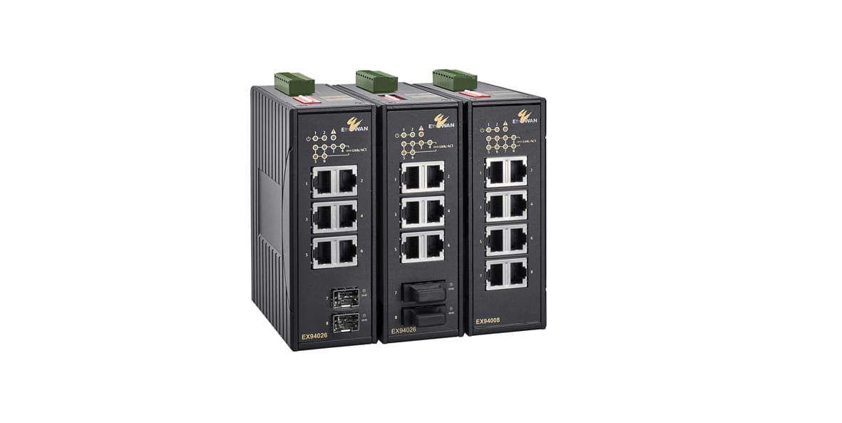 Hardened Unmanaged 4 to 8-port 10/100BASE-TX and 1 to 2-port 100BASE-FX Ethernet Switch
