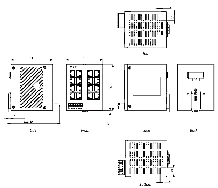  Industrial grade unmanaged 16 ports Etherenet switch