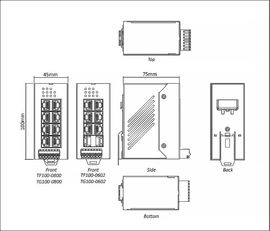  Industrial grade unmanaged 8 ports Etherenet switch