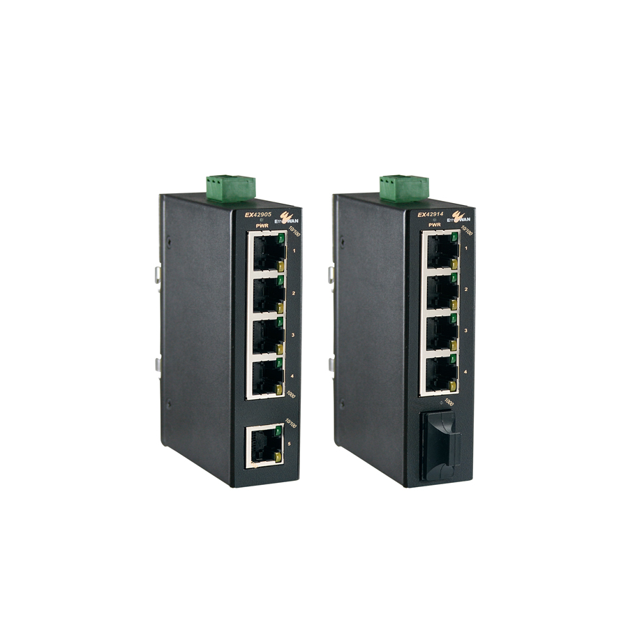 EX42900 系列 強固級非網管 5 埠 10/100/1000BASE-T +1 埠1000BASE-X Gigabit 乙太網路交換器