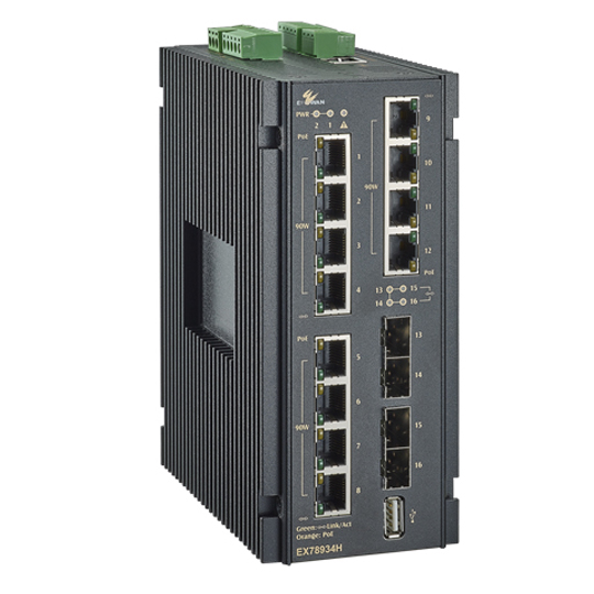 Hardened Managed 12-Port Gigabit PoE and 4-Port 1G SFP Ethernet Switch