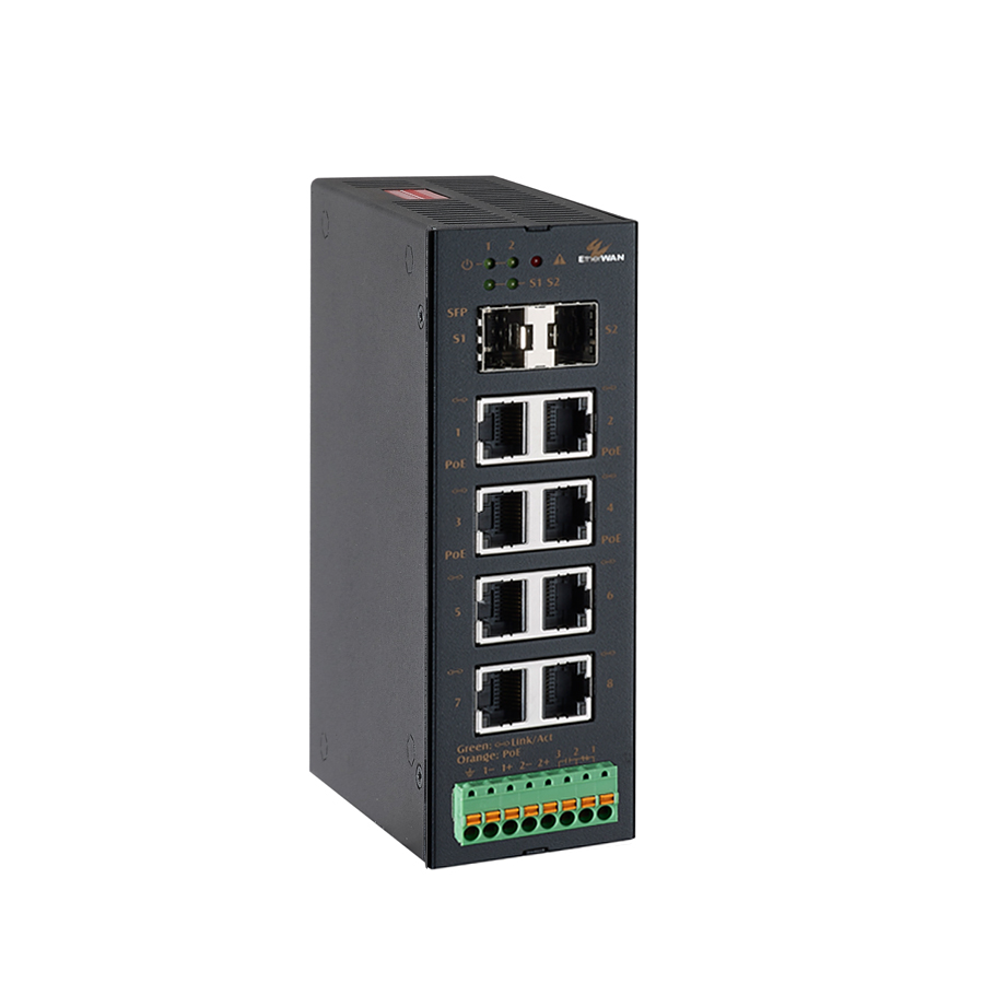 Hardened Unmanaged PoE 8 to 10-port Gigabit Ethernet Switch