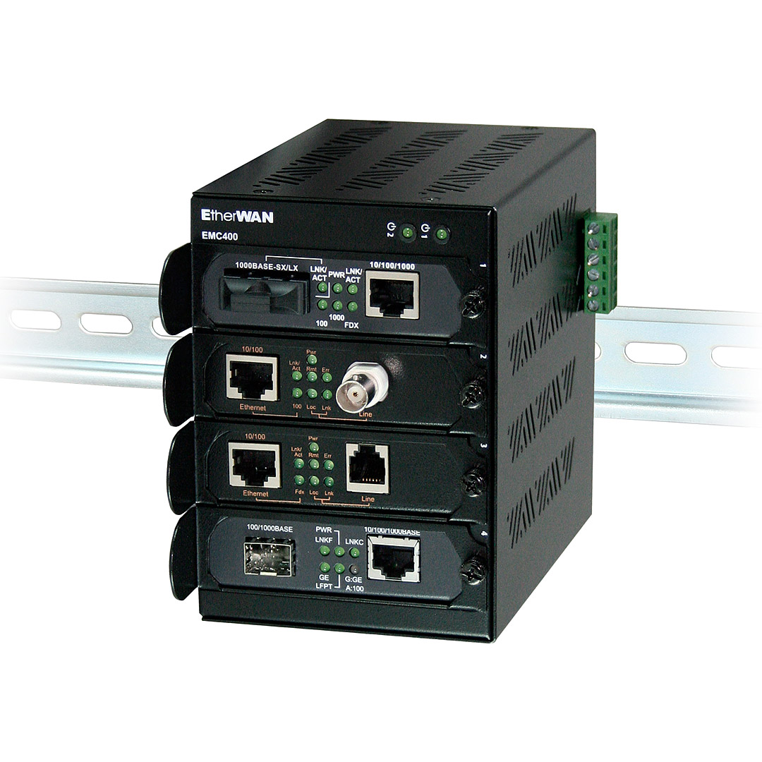 EMC400 Series 4Slot DinRail Media Converter Chassis EtherWAN