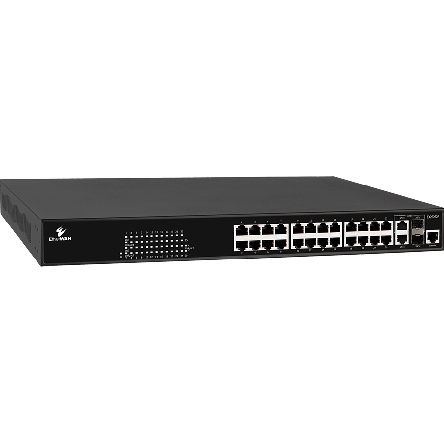 EX26262F V2 Managed 24-port Gigabit PoE + 2-port 100/1000 SFP Combo Ethernet  Switch