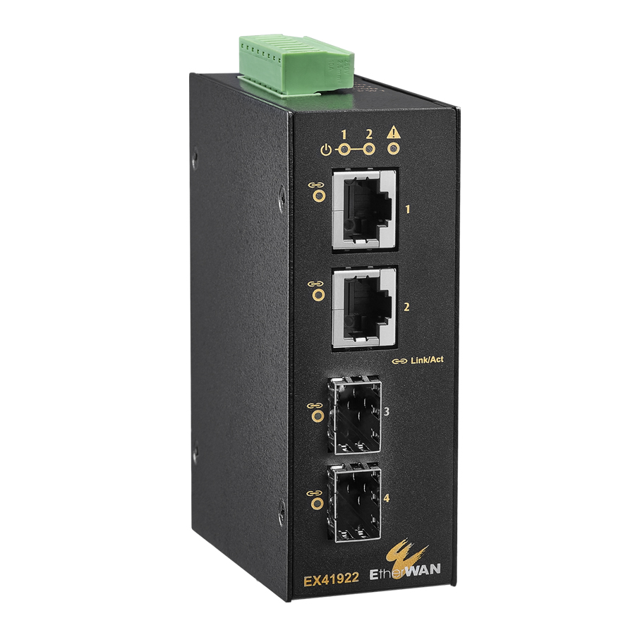 EX41922 Series Hardened Unmanaged 2-port 10/100/1000BASE + 2-port 100/1000 SFP Ethernet Switch