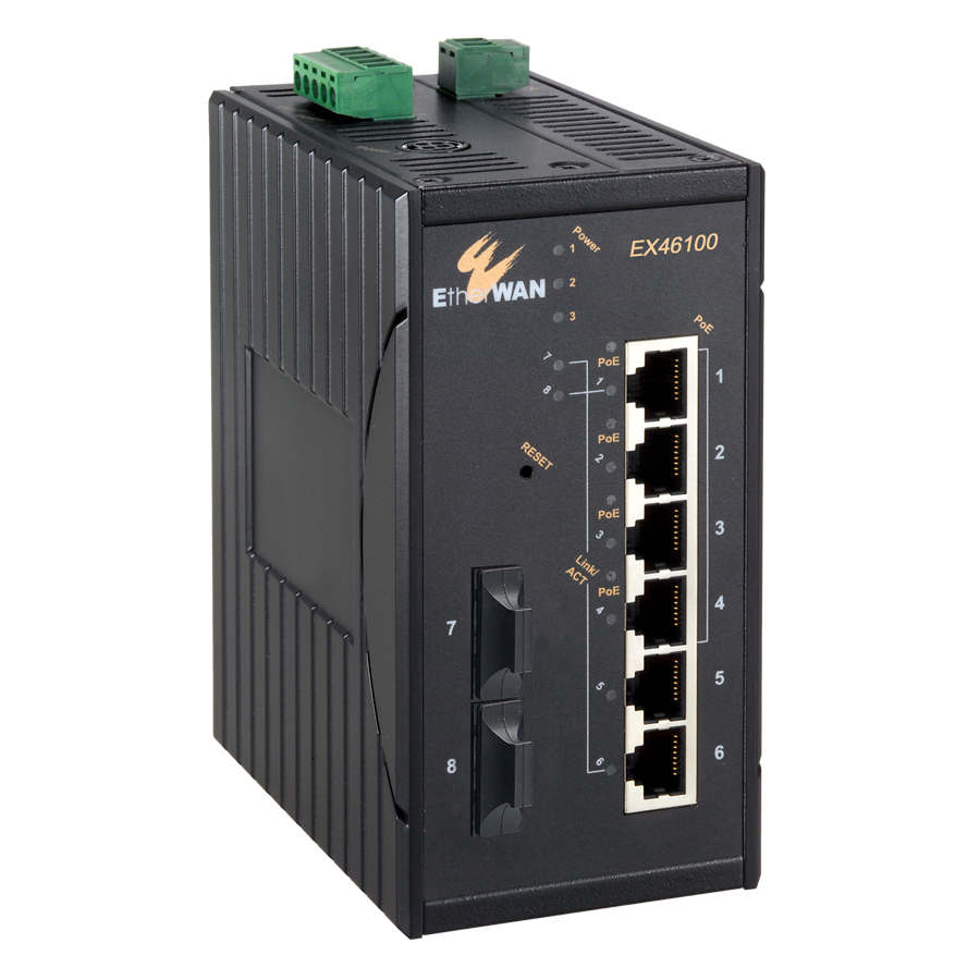 EX46100 Series Hardened Web-Smart 8-port 10/100BASE High Power PoE (4 x PoE) Ethernet Switch