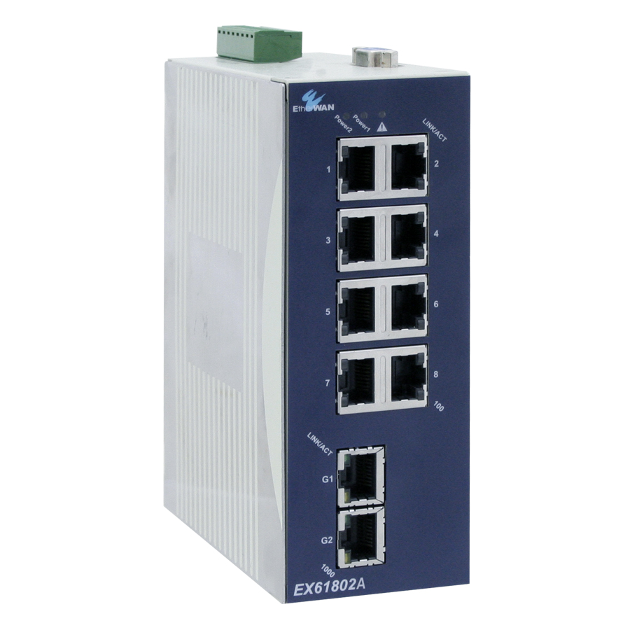 EX61000A Series Industrial Managed 8-port 10/100BASE and 2-port Gigabit Ethernet Switch with SFP options