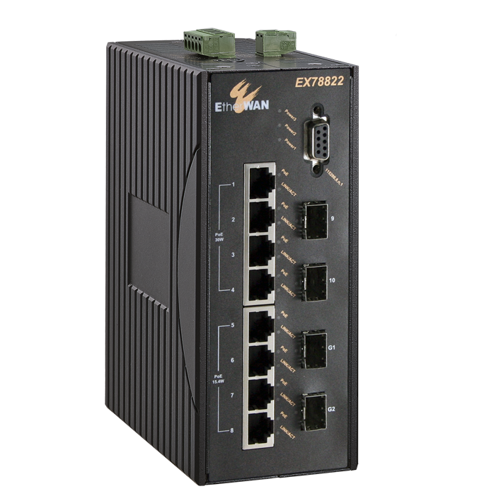 EX78000 Series Hardened Managed 4 to 10-port 10/100BASE (8 x PoE) and 2-port Gigabit Ethernet Switch
